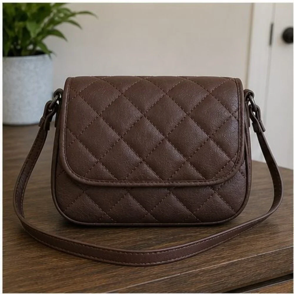 Mauve Quilted Crossbody Bag